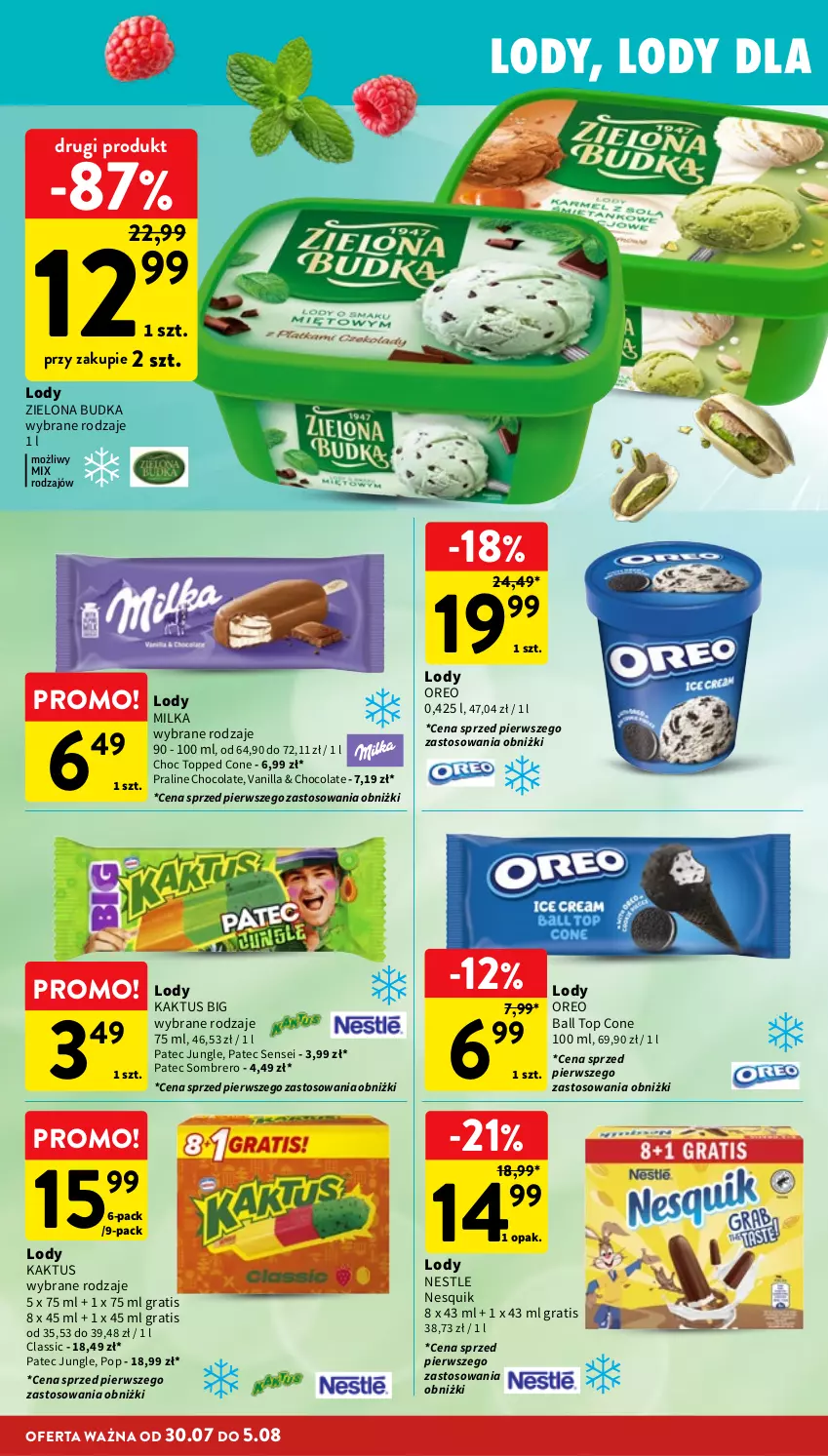 Gazetka promocyjna Intermarche - Gazetka Intermarche - ważna 30.07 do 05.08.2026 - strona 24 - produkty: Gra, Kaktus, Lody, Milka, Nesquik, Oreo, Top, Zielona Budka