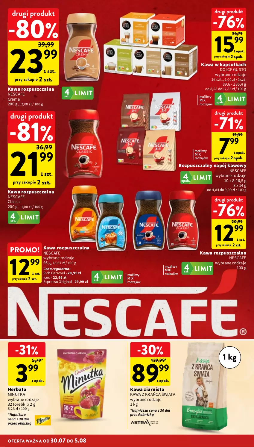 Gazetka promocyjna Intermarche - Gazetka Intermarche - ważna 30.07 do 05.08.2026 - strona 30 - produkty: Dolce Gusto, Gin, Herbata, Kawa, Kawa rozpuszczalna, Kawa ziarnista, Napój