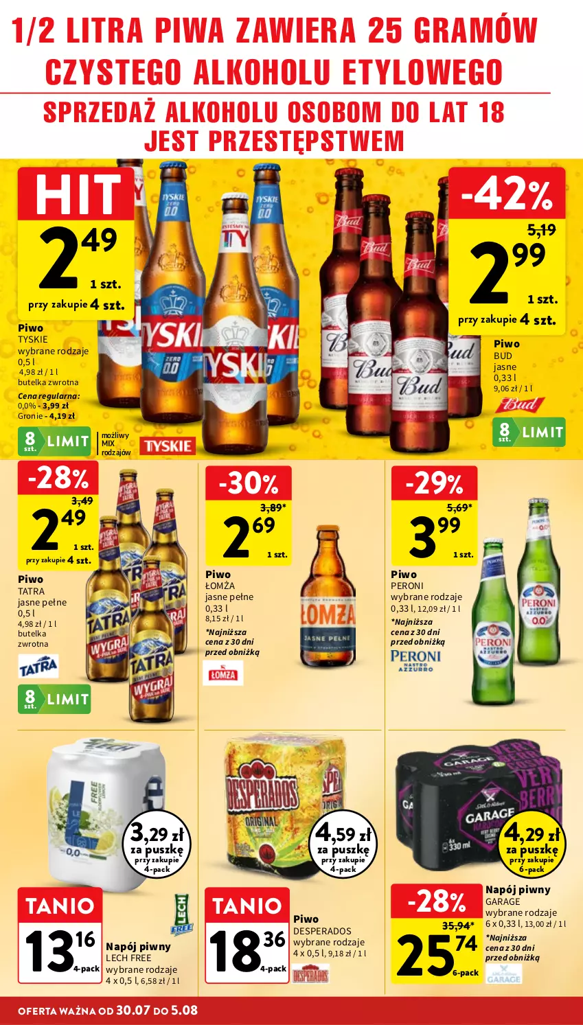 Gazetka promocyjna Intermarche - Gazetka Intermarche - ważna 30.07 do 05.08.2026 - strona 32 - produkty: Desperados, Gra, Napój, Piwa, Piwo, Tatra, Tyskie