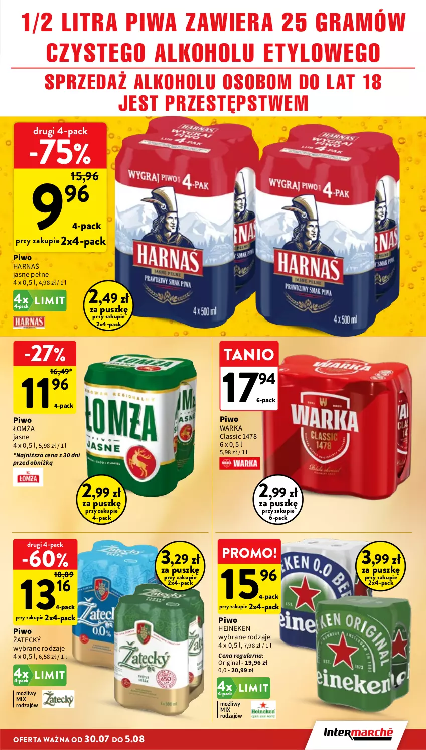 Gazetka promocyjna Intermarche - Gazetka Intermarche - ważna 30.07 do 05.08.2026 - strona 33 - produkty: Gin, Gra, Harnaś, Heineken, Napoje, Piwa, Piwo, Warka