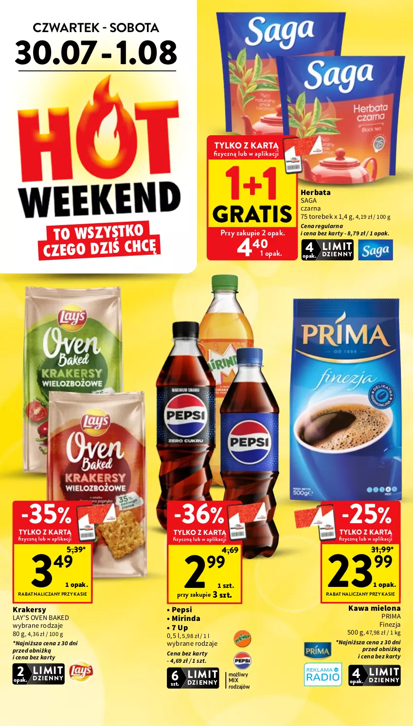Gazetka promocyjna Intermarche - Gazetka Intermarche - ważna 30.07 do 05.08.2026 - strona 4 - produkty: Gra, Herbata, Kawa, Kawa mielona, Krakersy, Mirinda, Pepsi, Prima, Saga