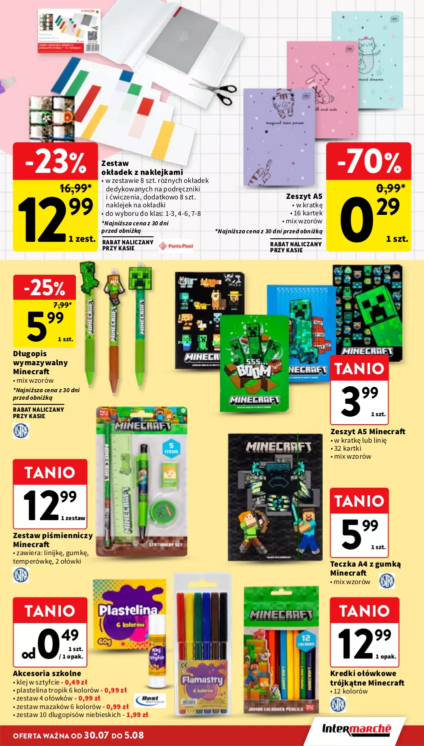 Gazetka promocyjna Intermarche - Gazetka Intermarche - ważna 30.07 do 05.08.2026 - strona 41 - produkty: Długopis, Klej, Minecraft, Plastelina, Ręcznik
