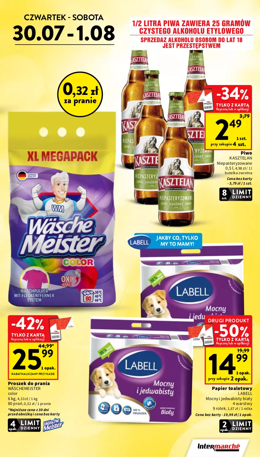 Gazetka promocyjna Intermarche - Gazetka Intermarche - ważna 30.07 do 05.08.2026 - strona 5 - produkty: Bell, Kasztelan, Papier, Papier toaletowy, Piwo, Proszek do prania