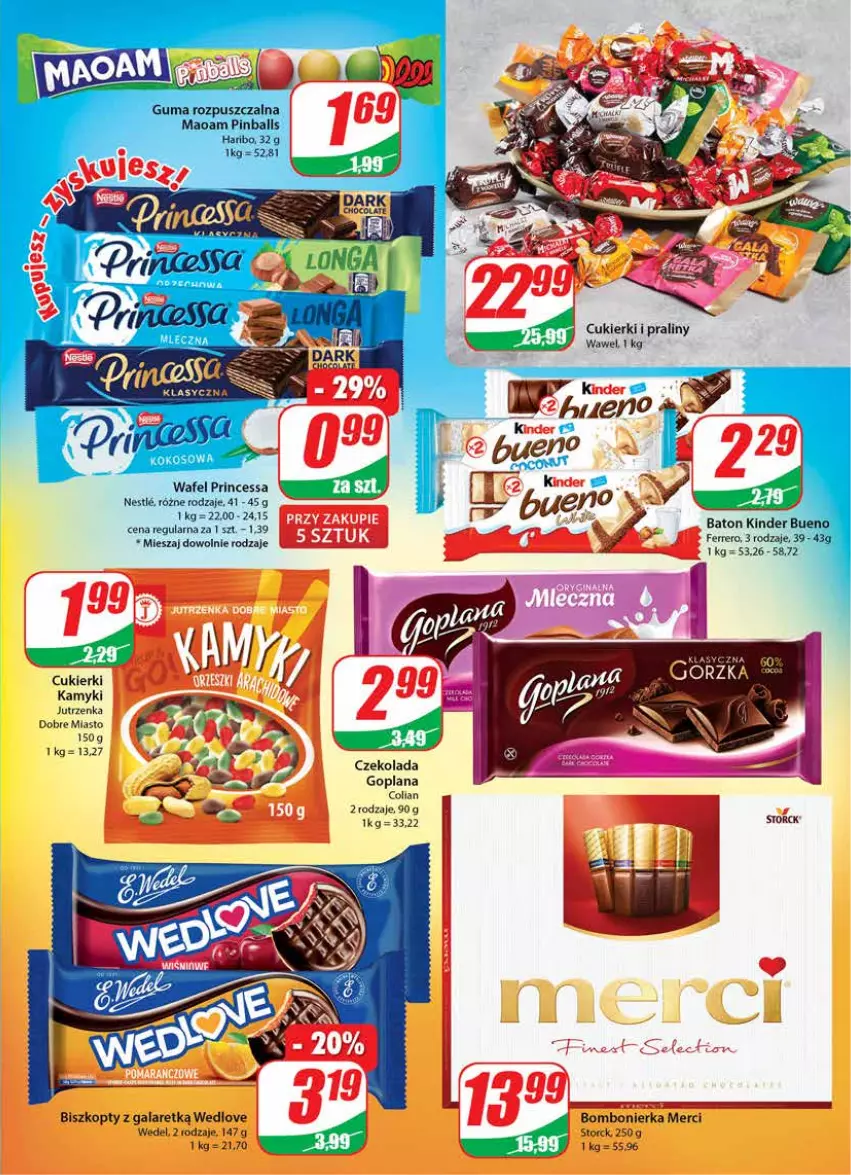 Gazetka promocyjna Dino - Gazetka - ważna 25.08 do 31.08.2021 - strona 3 - produkty: Biszkopty, Cukier, Cukierki, Czekolada, Ferrero, Gala, Goplana, Jutrzenka, LANA, Merci, Praliny, Princessa, Wawel