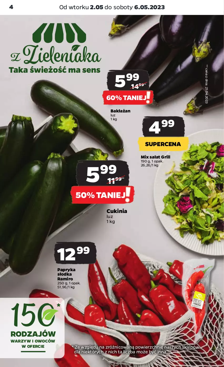 Gazetka promocyjna Netto - Artykuły spożywcze - ważna 02.05 do 06.05.2023 - strona 4 - produkty: Grill, Papryka, Papryka słodka, Sałat