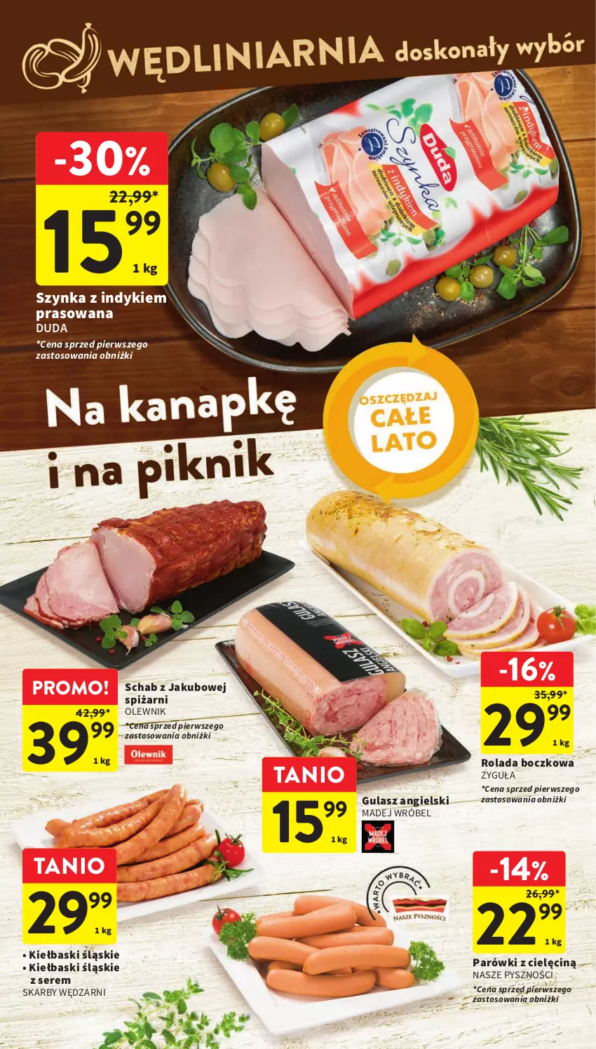 Gazetka promocyjna Intermarche - Gazetka Intermarche - ważna 17.08 do 23.08.2023 - strona 15 - produkty: Duda, Kiełbaski śląskie, Madej Wróbel, Olewnik, Parówki, Rolada, Ser, Szynka