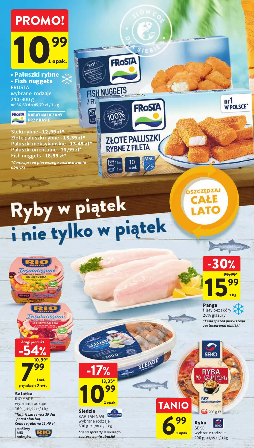 Gazetka promocyjna Intermarche - Gazetka Intermarche - ważna 17.08 do 23.08.2023 - strona 17 - produkty: Frosta, Lazur, Paluszki rybne, Panga, Rio Mare, Ryba, Sałat, Sałatka, SEKO, Stek