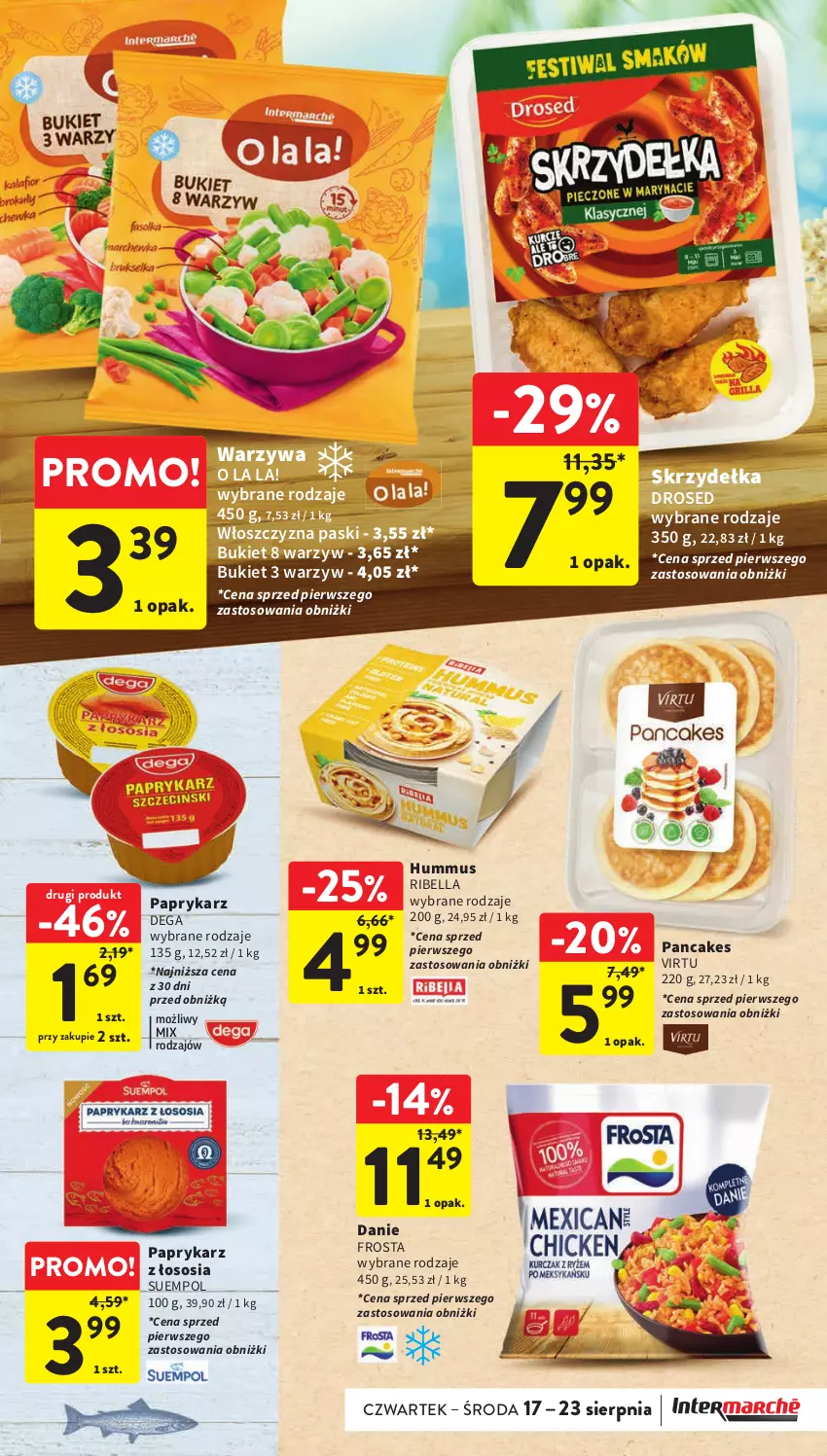 Gazetka promocyjna Intermarche - Gazetka Intermarche - ważna 17.08 do 23.08.2023 - strona 18 - produkty: Bell, Bella, Bukiet, Dega, Frosta, Hummus, Mus, Papryka, Paprykarz, Sos, Suempol, Virtu, Warzywa