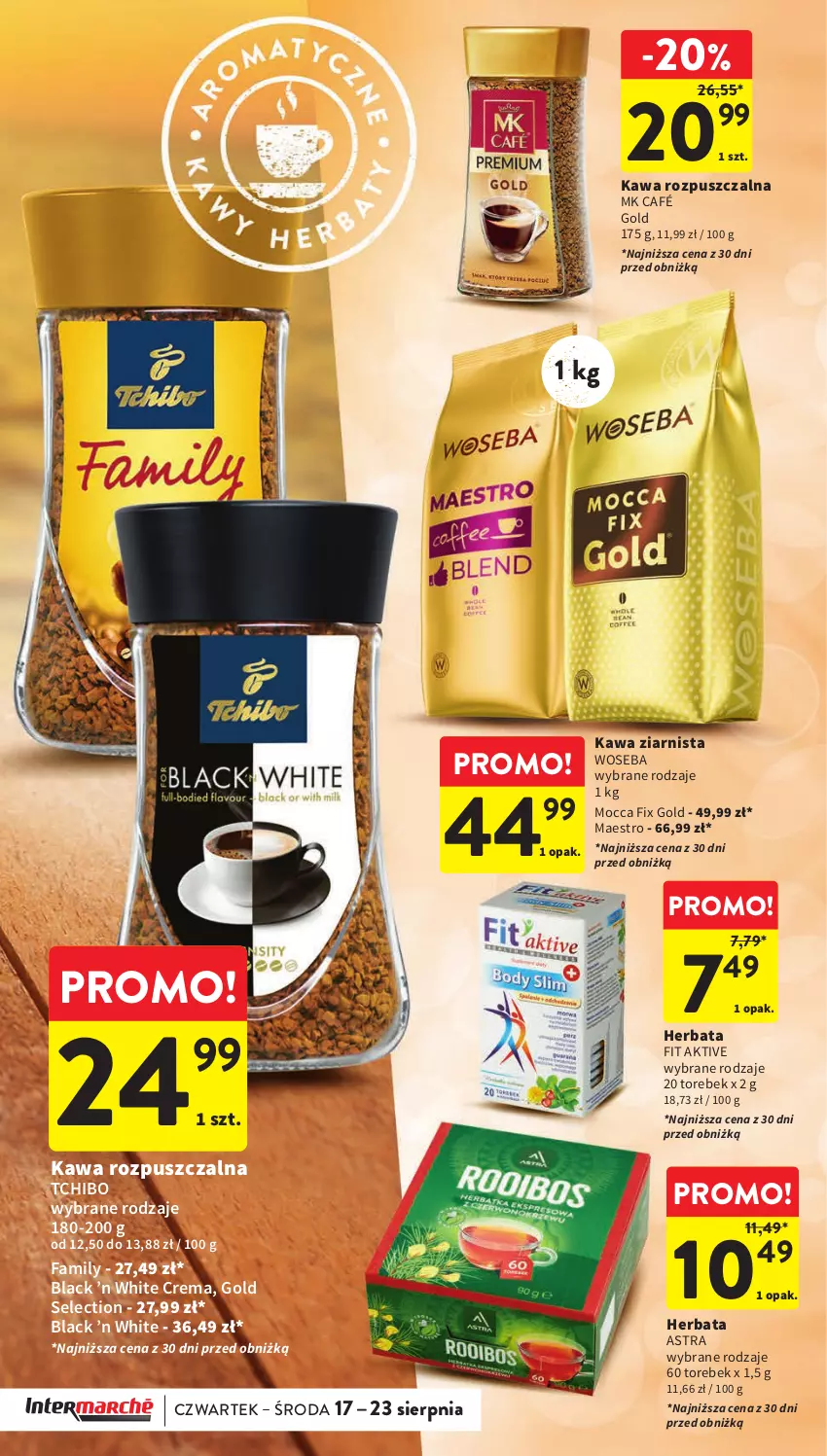 Gazetka promocyjna Intermarche - Gazetka Intermarche - ważna 17.08 do 23.08.2023 - strona 23 - produkty: Fa, Herbata, Kawa, Kawa rozpuszczalna, Kawa ziarnista, Lack, Mocca Fix Gold, Tchibo, Woseba