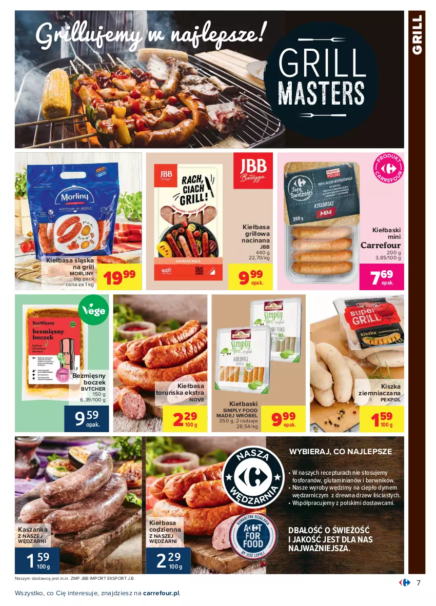 Gazetka promocyjna Carrefour - Gazetka Carrefour - ważna 12.07 do 24.07.2021 - strona 7 - produkty: Boczek, Grill, Kasza, Kaszanka, Kiełbasa, Kiełbasa śląska, Madej Wróbel, Morliny, Pekpol, Por, Sport