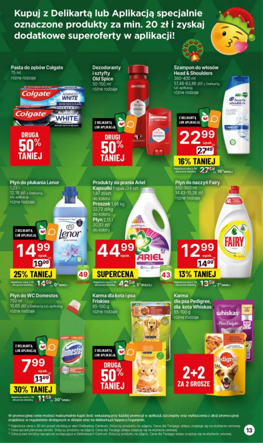 Gazetka promocyjna Delikatesy Centrum - Gazetka DC49 czw-śr - ważna 14.12 do 26.12.2023 - strona 13 - produkty: Ariel, Colgate, Dezodorant, Domestos, EPEE, Fa, Fairy, Friskies, Lenor, LG, Old Spice, Pasta do zębów, Płyn do płukania, Płyn do wc, Rum, Szampon, Whiskas