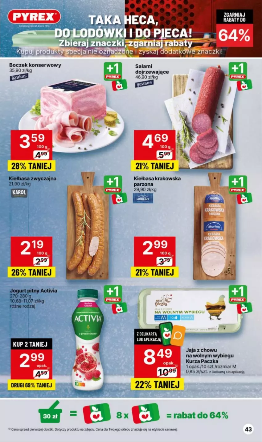 Gazetka promocyjna Delikatesy Centrum - Gazetka DC49 czw-śr - ważna 14.12 do 26.12.2023 - strona 43 - produkty: Activia, Boczek, Jaja, Jogurt, Jogurt pitny, Kiełbasa, Kiełbasa krakowska, Salami, Ser