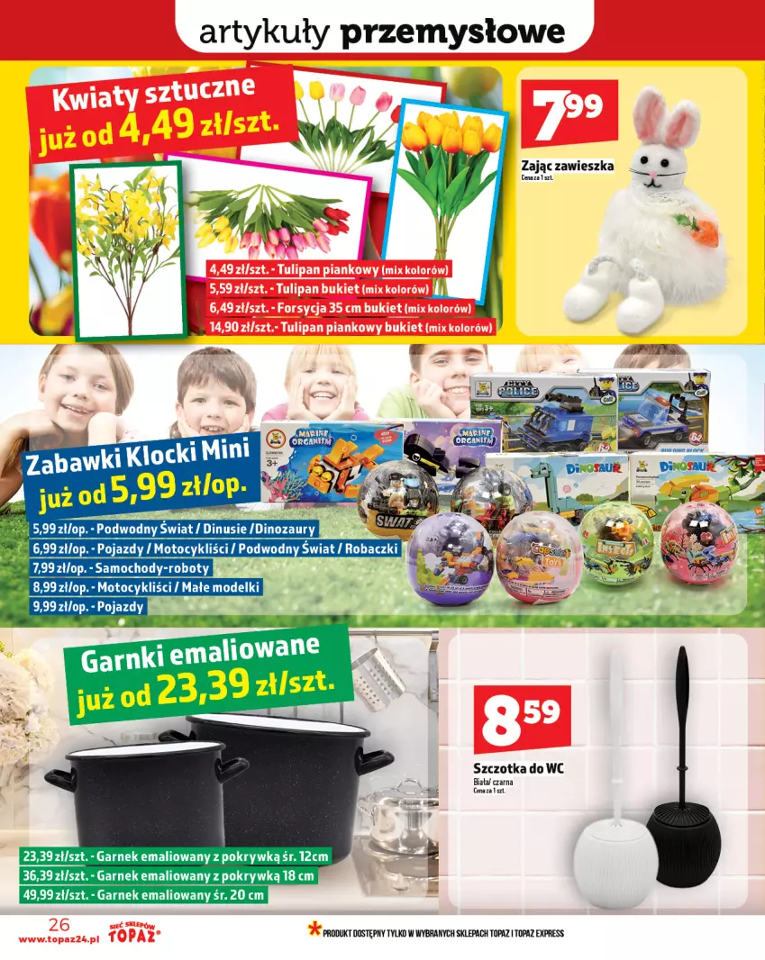 Gazetka promocyjna Topaz - Gazetka - ważna 13.02 do 19.02.2025 - strona 26 - produkty: Dinozaur, Garnek, Klocki, Pojazd, Robot, Szczotka, Szczotka do WC, Top