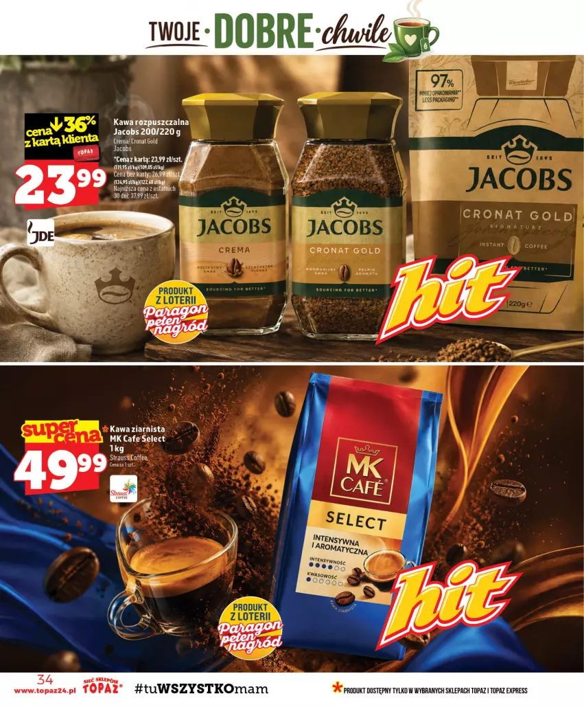 Gazetka promocyjna Topaz - Gazetka - ważna 10.09 do 16.09.2026 - strona 34 - produkty: Fa, Jacobs, Kawa, Kawa rozpuszczalna, Kawa ziarnista, Top