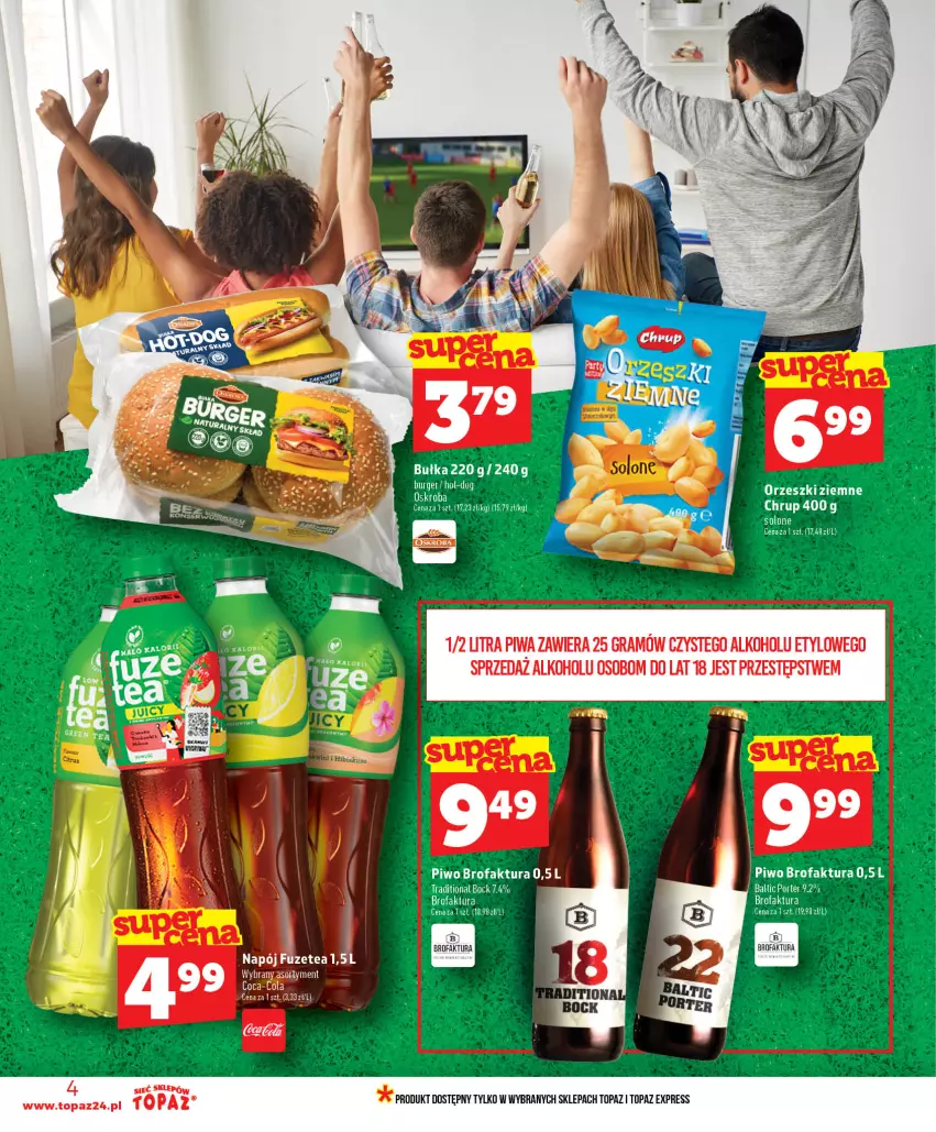 Gazetka promocyjna Topaz - Gazetka - ważna 11.06 do 17.06.2026 - strona 4 - produkty: Bułka, Fa, Gra, Orzeszki, Piwa, Piwo, Top
