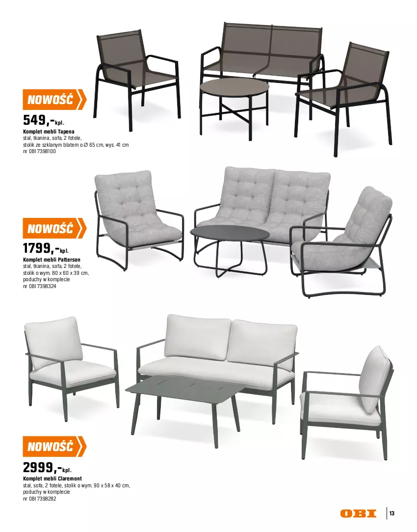 Gazetka promocyjna Obi - Gazetka OBI - ważna 16.03 do 31.08.2026 - strona 13 - produkty: Fa, Fotel, Intel, Meble, Siedzisko, Sofa, Stolik