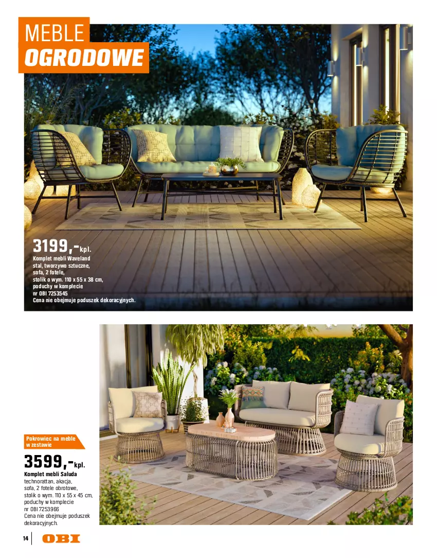 Gazetka promocyjna Obi - Gazetka OBI - ważna 16.03 do 31.08.2026 - strona 14 - produkty: Fa, Fotel, Meble, Pokrowiec, Sofa, Stolik