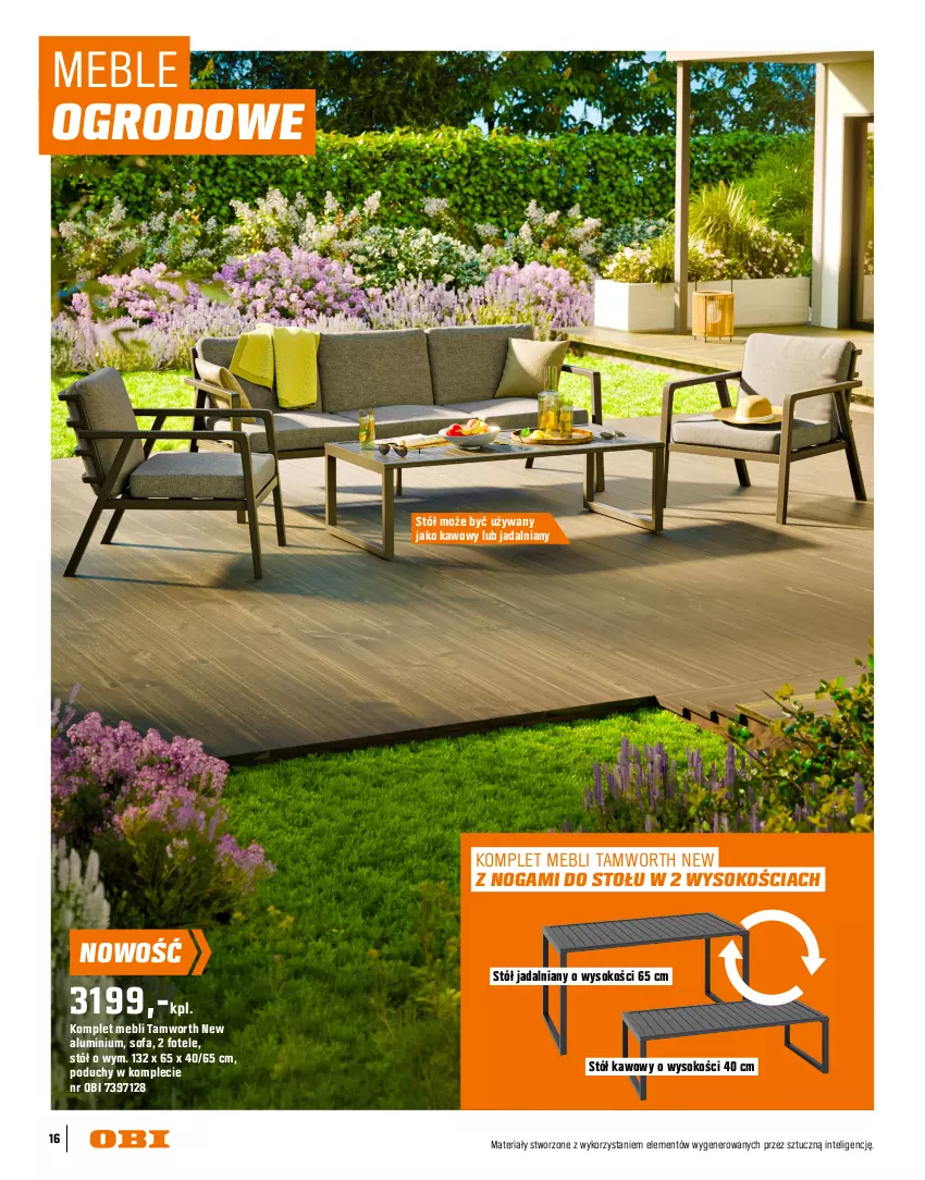 Gazetka promocyjna Obi - Gazetka OBI - ważna 16.03 do 31.08.2026 - strona 16 - produkty: Fa, Fotel, Intel, Jadalnia, Meble, Poszewka, Sofa, Sok, Stół, Stolik