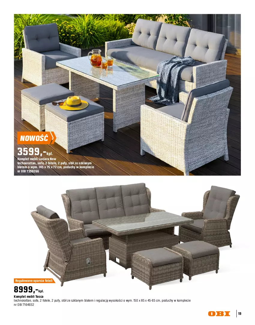 Gazetka promocyjna Obi - Gazetka OBI - ważna 16.03 do 31.08.2026 - strona 19 - produkty: Fa, Fotel, Intel, Meble, Puf, Sofa, Sok, Stół, Stolik