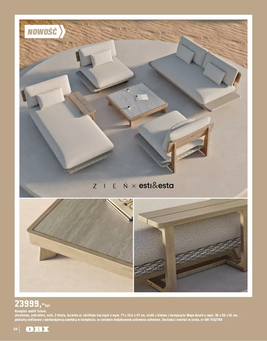 Gazetka promocyjna Obi - Gazetka OBI - ważna 16.03 do 31.08.2026 - strona 20 - produkty: Fa, Fotel, Leżanka, Por, Sofa, Stolik, Sznurek