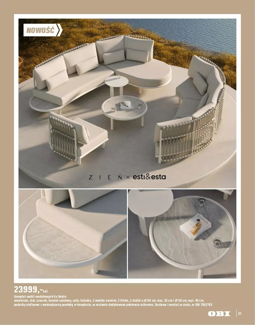 Gazetka promocyjna Obi - Gazetka OBI - ważna 16.03 do 31.08.2026 - strona 21 - produkty: Fa, Fotel, Leżanka, Por, Sofa, Stolik, Sznurek