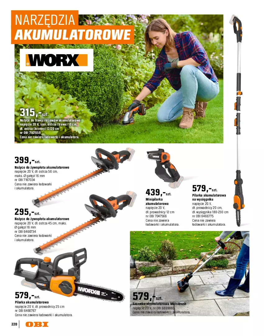 Gazetka promocyjna Obi - Gazetka OBI - ważna 16.03 do 31.08.2026 - strona 220 - produkty: Akumulator, Kasza, Noż, Nożyce, Odkurzacz, Odkurzacz do liści, Sekator, Szczotka, Teleskop, Warka