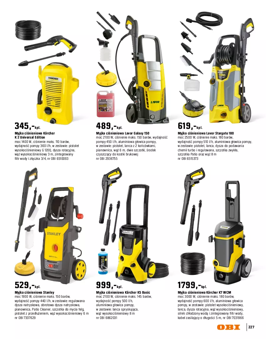 Gazetka promocyjna Obi - Gazetka OBI - ważna 16.03 do 31.08.2026 - strona 227 - produkty: Gala, Kärcher, Koc, LG, Myjka ciśnieniowa, Pistolet, Sok, Szczotka