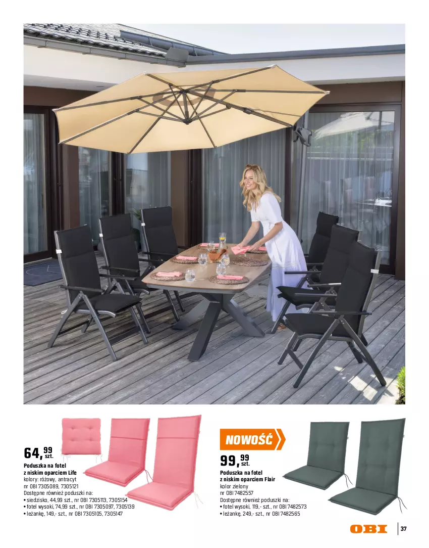 Gazetka promocyjna Obi - Gazetka OBI - ważna 16.03 do 31.08.2026 - strona 37 - produkty: Ananas, Fotel, Intel, Meble, Poduszka, Poduszka dekoracyjna, Siedzisko, Sok