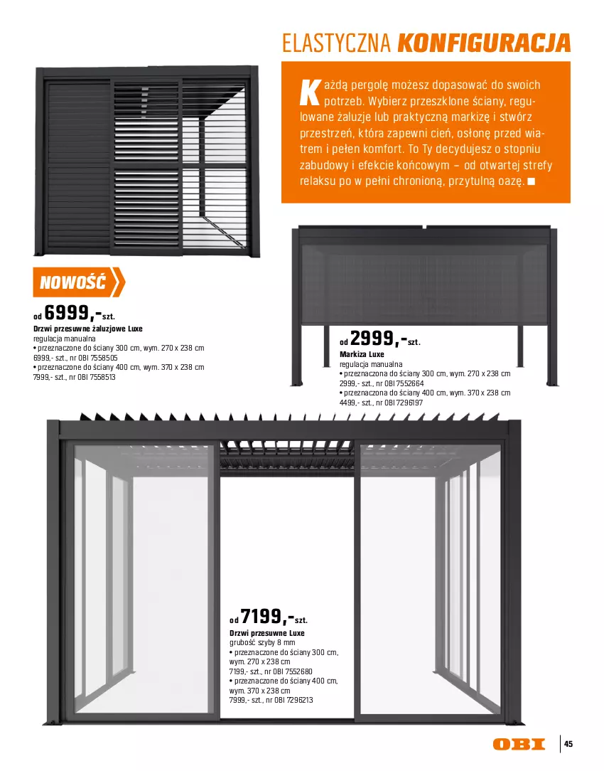 Gazetka promocyjna Obi - Gazetka OBI - ważna 16.03 do 31.08.2026 - strona 45 - produkty: Cień, Drzwi, Markiza, Top