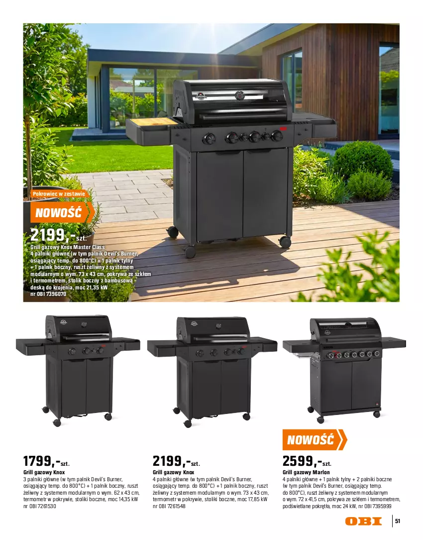Gazetka promocyjna Obi - Gazetka OBI - ważna 16.03 do 31.08.2026 - strona 51 - produkty: Grill, Grill gazowy, Intel, Lack, Pokrowiec, Pokrywa, Stolik, Termometr