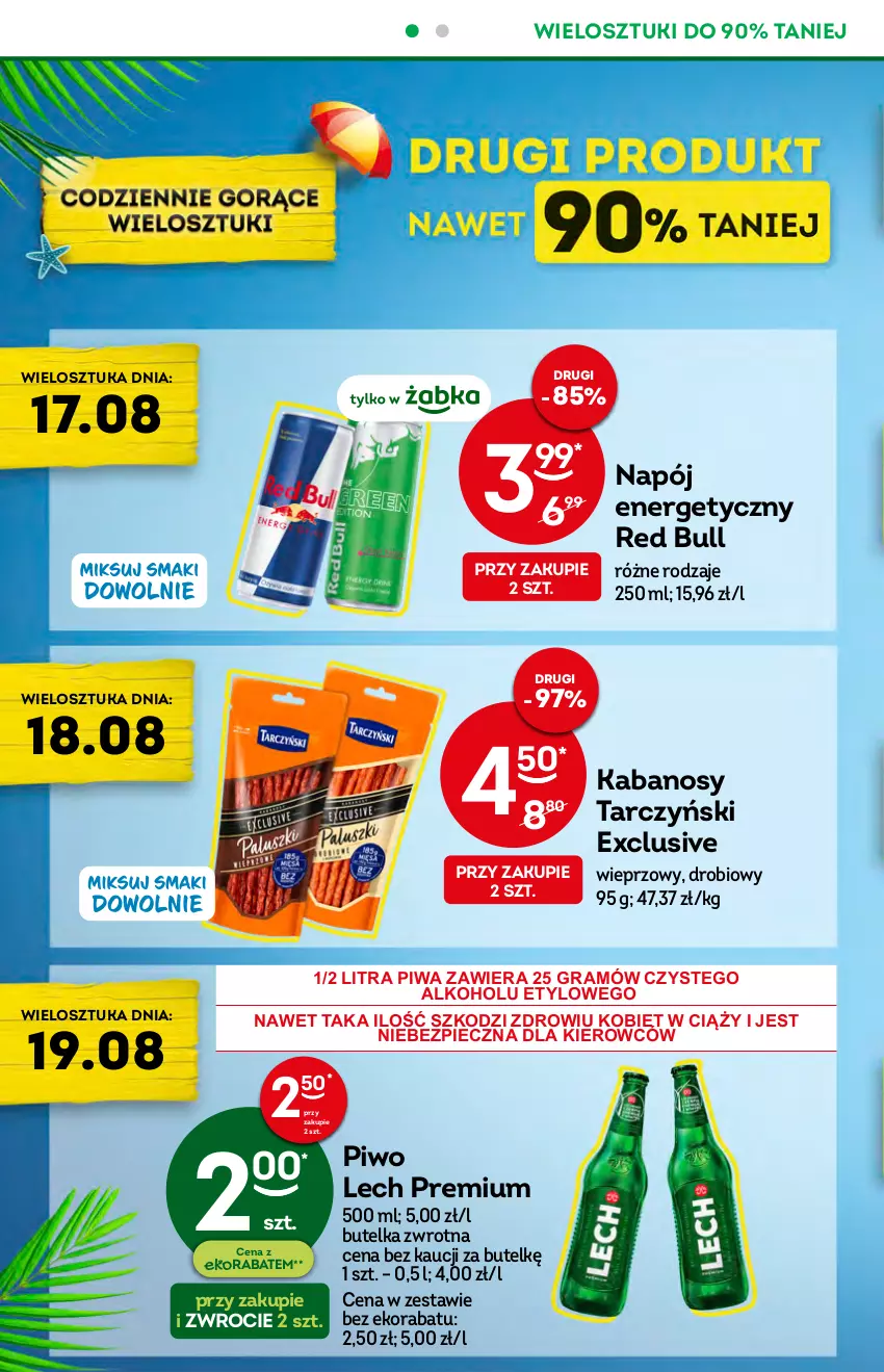 Gazetka promocyjna Żabka - ważna 17.08 do 23.08.2022 - strona 2 - produkty: Gra, Kabanos, Lech Premium, Napój, Piec, Piwa, Piwo, Red Bull, Tarczyński