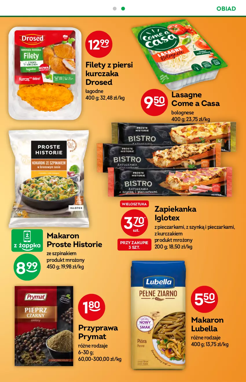 Gazetka promocyjna Żabka - ważna 17.08 do 23.08.2022 - strona 41 - produkty: Bell, Bella, Kurczak, Lasagne, Lubella, Makaron, Piec, Pieczarka, Prymat, Szpinak, Zapiekanka