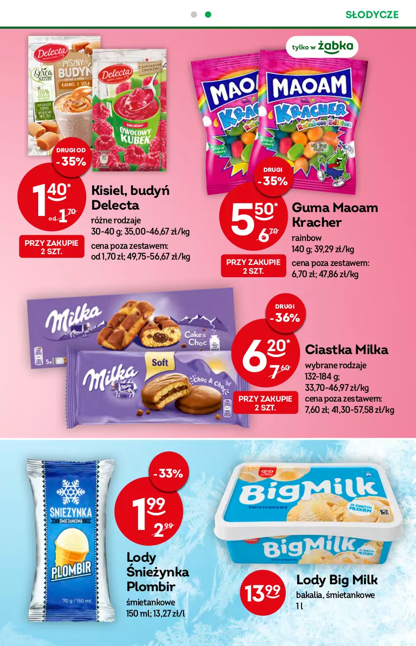 Gazetka promocyjna Żabka - ważna 17.08 do 23.08.2022 - strona 45 - produkty: Big Milk, Budyń, Ciastka, Delecta, Kisiel, Lody, Milka