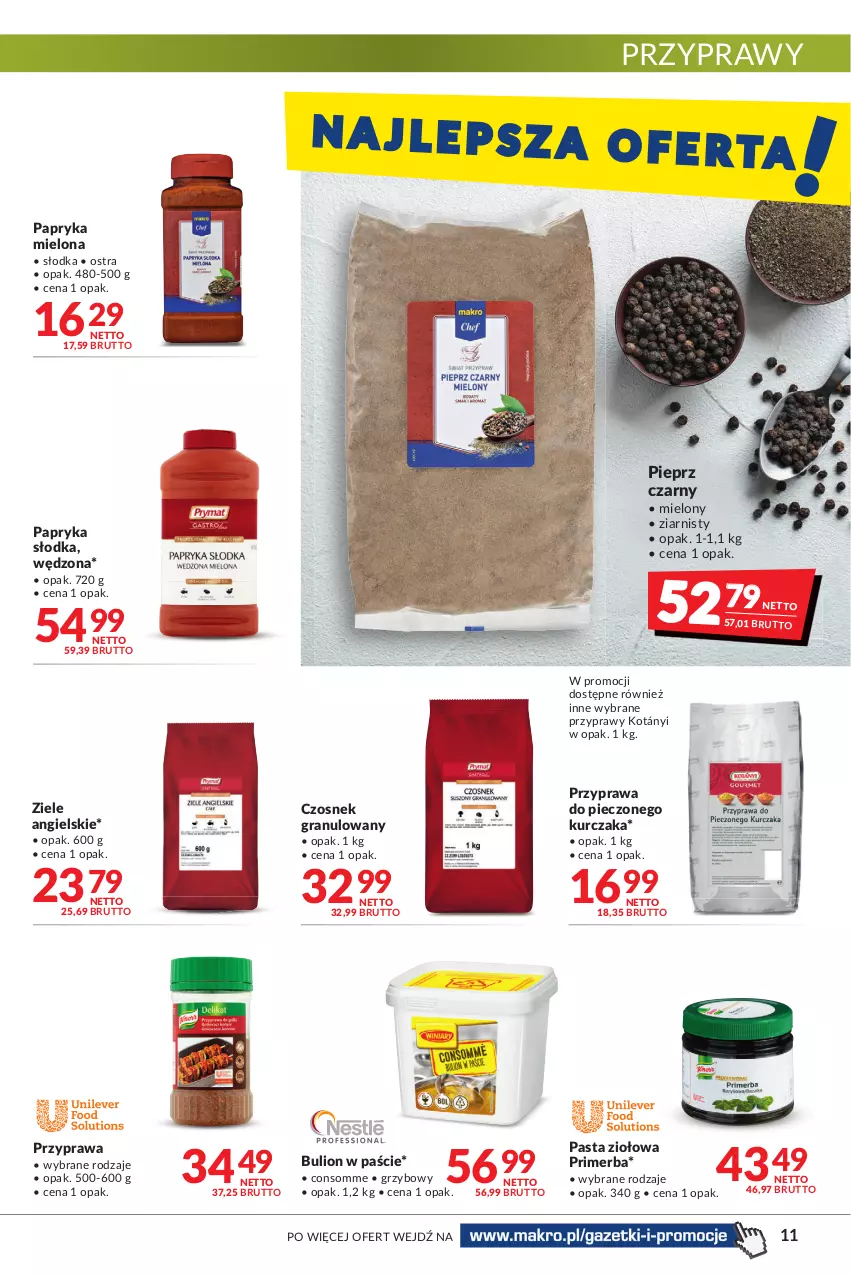 Gazetka promocyjna Makro - [Oferta promocyjna] Artykuły spożywcze i przemysłowe - ważna 09.08 do 22.08.2022 - strona 11 - produkty: Bulion, Czosnek, Czosnek granulowany, Gra, Kotányi, Kurczak, Lion, Papryka, Papryka słodka, Piec, Pieprz, Przyprawy, Ziele angielskie