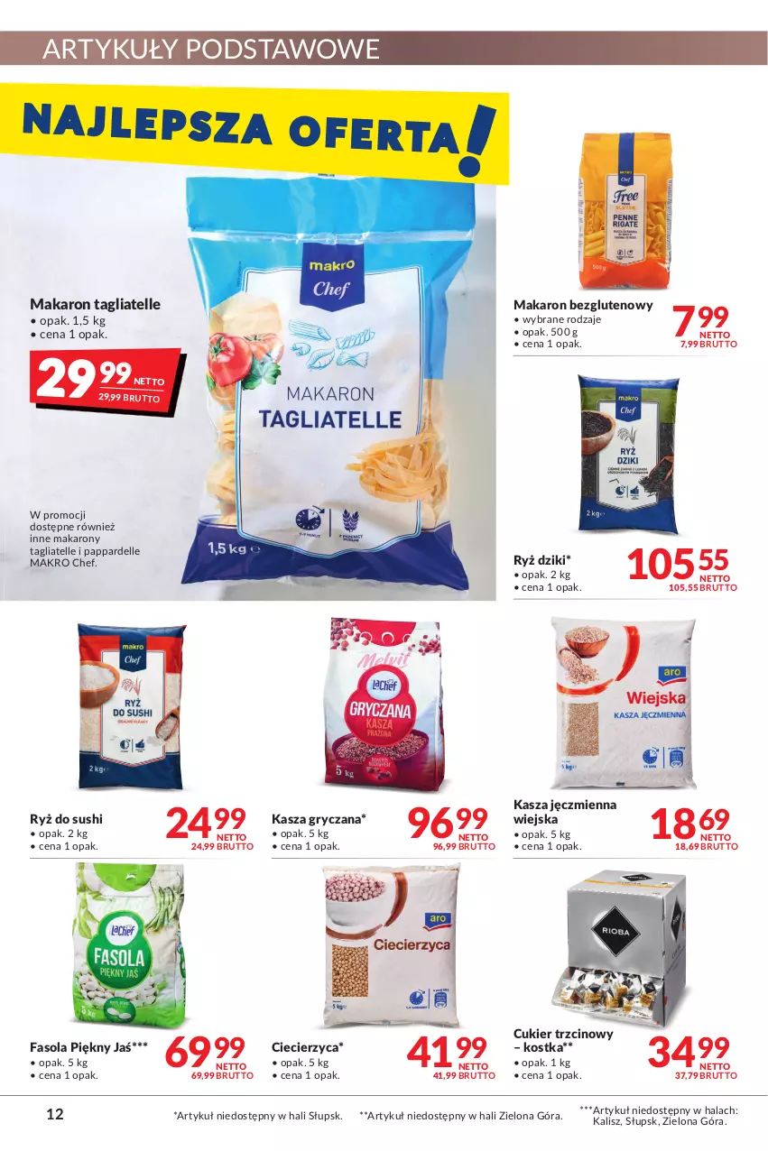 Gazetka promocyjna Makro - [Oferta promocyjna] Artykuły spożywcze i przemysłowe - ważna 09.08 do 22.08.2022 - strona 12 - produkty: Cukier, Cukier trzcinowy, Dell, Fa, Fasola, Gry, Kasza, Kasza gryczana, Kasza jęczmienna, Makaron, Ryż, Ryż do sushi, Sushi, Tagliatelle