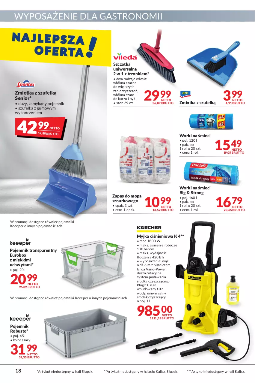 Gazetka promocyjna Makro - [Oferta promocyjna] Artykuły spożywcze i przemysłowe - ważna 09.08 do 22.08.2022 - strona 18 - produkty: Mop, Myjka ciśnieniowa, Pistolet, Pojemnik, Szczotka, Szufelka, Tran, Worki na śmiec, Worki na śmieci