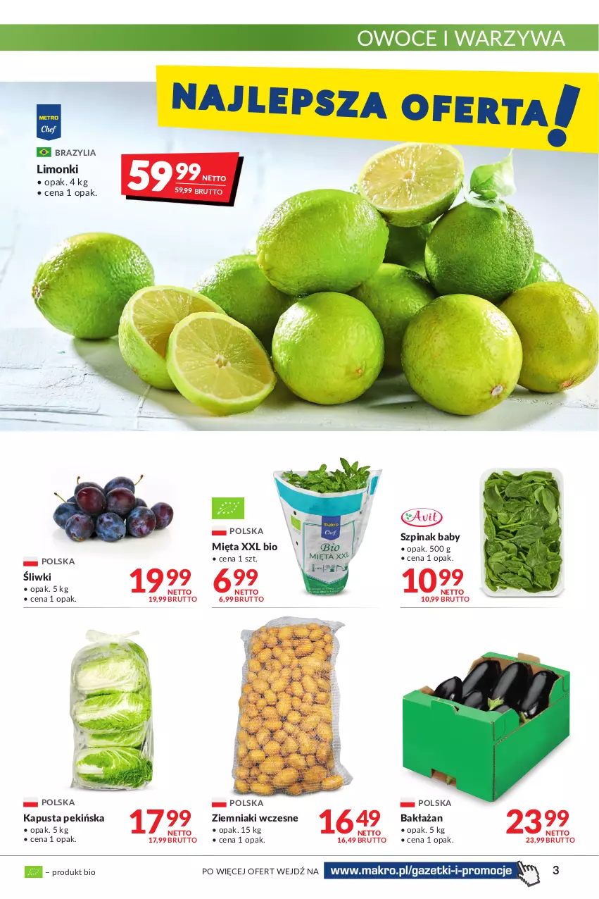 Gazetka promocyjna Makro - [Oferta promocyjna] Artykuły spożywcze i przemysłowe - ważna 09.08 do 22.08.2022 - strona 3 - produkty: Mięta, Owoce, Szpinak, Warzywa, Ziemniaki