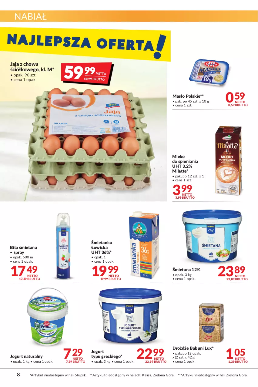 Gazetka promocyjna Makro - [Oferta promocyjna] Artykuły spożywcze i przemysłowe - ważna 09.08 do 22.08.2022 - strona 8 - produkty: Babuni, Drożdże, Jaja, Jogurt, Jogurt naturalny, Masło, Mleko