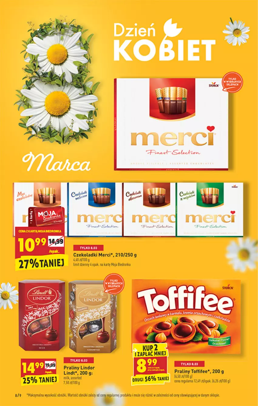 Gazetka promocyjna Biedronka - W tym tygodniu PN - ważna 08.03 do 13.03.2021 - strona 8 - produkty: Lindor, Lindt, Merci, Praliny, Sok, Toffifee