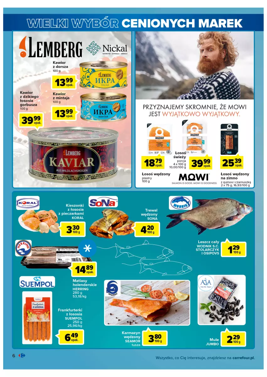 Gazetka promocyjna Carrefour - Gazetka Wielki wybór cenionych marek - ważna 02.11 do 12.11.2022 - strona 6 - produkty: Dorsz, Kawior, Mintaj, Por, Quinoa, Sos