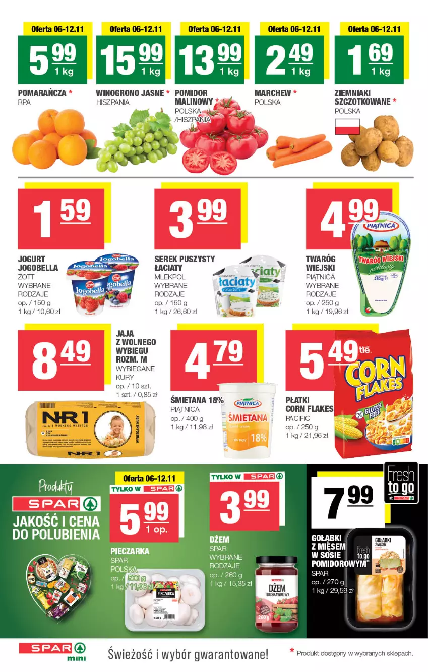 Gazetka promocyjna Spar - Spar-Mini - ważna 03.11 do 13.11.2024 - strona 2 - produkty: Bell, Bella, Cif, Corn flakes, Jaja, Jaja z wolnego wybiegu, Jogobella, Jogurt, Piątnica, Ser, Serek, Serek puszysty, Twaróg, Wino, Ziemniaki, Zott