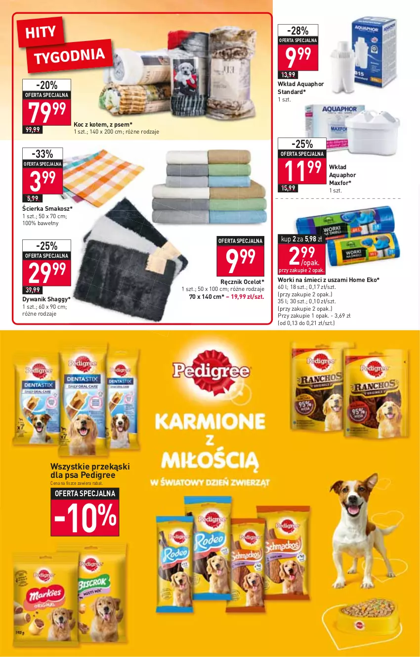 Gazetka promocyjna Stokrotka - Market - ważna 22.09 do 28.09.2022 - strona 10 - produkty: Aquaphor, Dywan, Dywanik, Koc, Kosz, Pedigree, Przekąski dla psa, Ręcznik, Worki na śmiec, Worki na śmieci