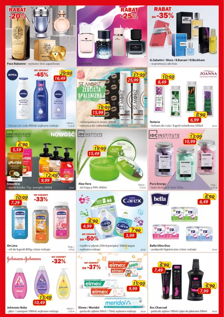 Gazetka promocyjna Kosmyk - Gazetka - ważna 08.10 do 31.10.2021 - strona 2 - produkty: Aloe vera, Balsam do ciała, Bell, Bella, Elmex, Joanna, Mexx, Mydło, Mydło w płynie, Paco Rabanne, Pasta do zębów, Płyn do płukania, Podpaski, Pompka, Smoothie, Sól, Sól do kąpieli, Solan, Szampon