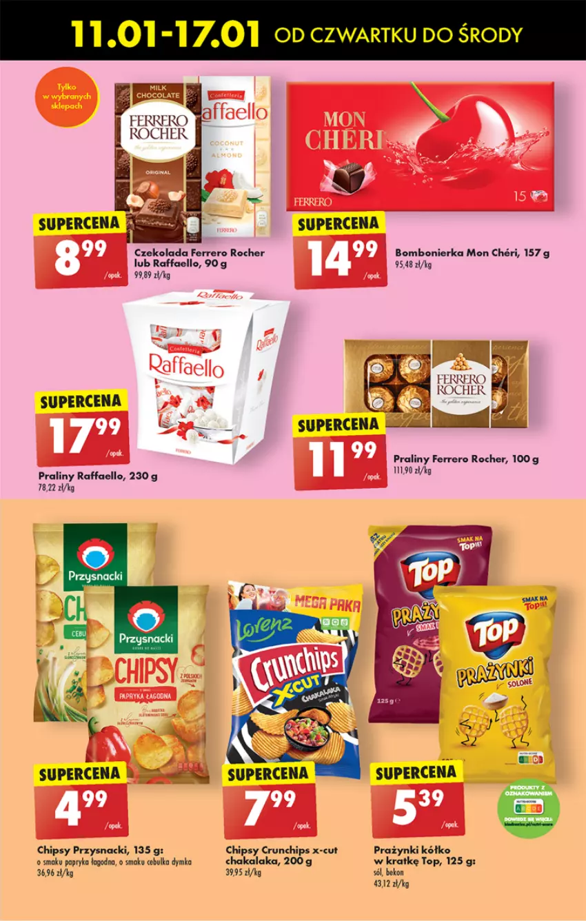 Gazetka promocyjna Biedronka - Od czwartku - ważna 11.01 do 17.01.2024 - strona 67 - produkty: Beko, Chipsy, Crunchips, Czekolada, Fa, Ferrero, Ferrero Rocher, Papryka, Praliny, Prazynki, Przysnacki, Raffaello, Sól, Top