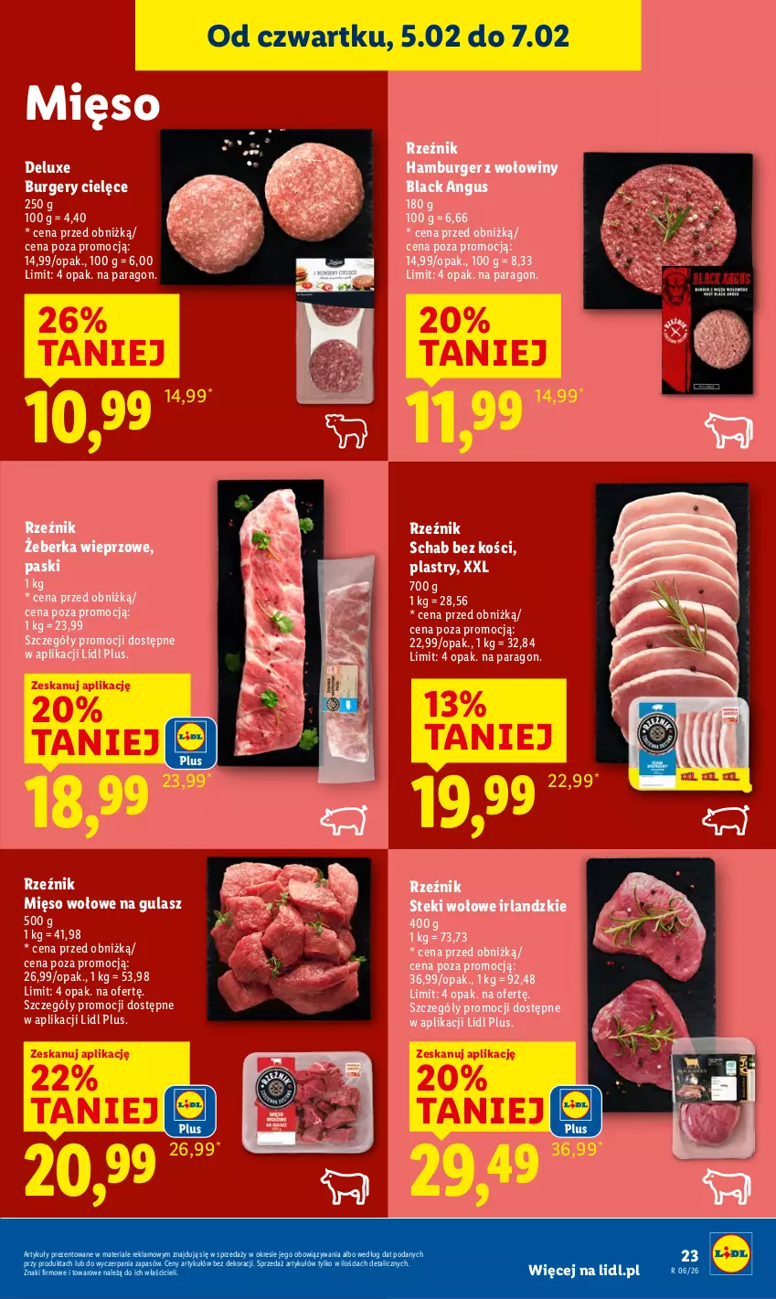 Gazetka promocyjna Lidl - GAZETKA - ważna 05.02 do 07.02.2026 - strona 25 - produkty: Burger, Hamburger, Lack, Mięso, Mięso wołowe, Schab bez kości, Stek