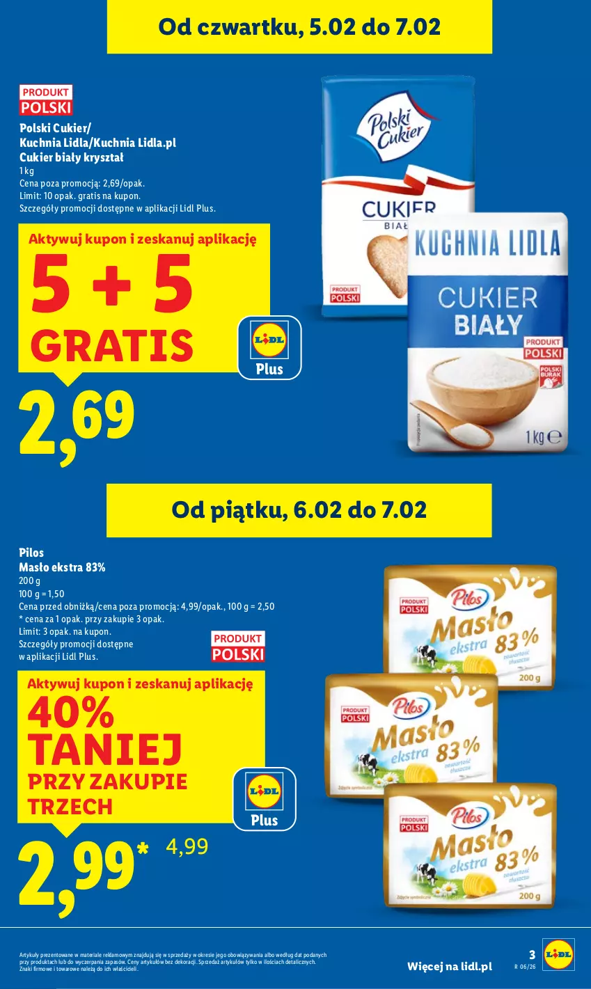 Gazetka promocyjna Lidl - GAZETKA - ważna 05.02 do 07.02.2026 - strona 3 - produkty: Cukier, Gra, Kuchnia, Masło, Pilos