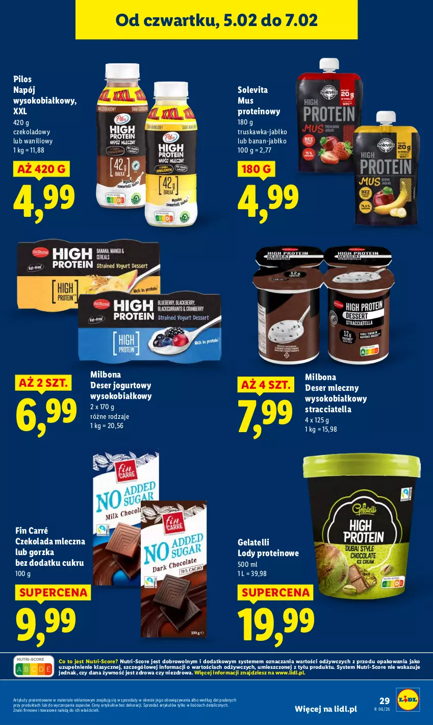 Gazetka promocyjna Lidl - GAZETKA - ważna 05.02 do 07.02.2026 - strona 31 - produkty: Czekolada, Czekolada mleczna, Deser, Deser mleczny, Jogurt, Lody, Mus, Napój, Pilos, Ser, Sok
