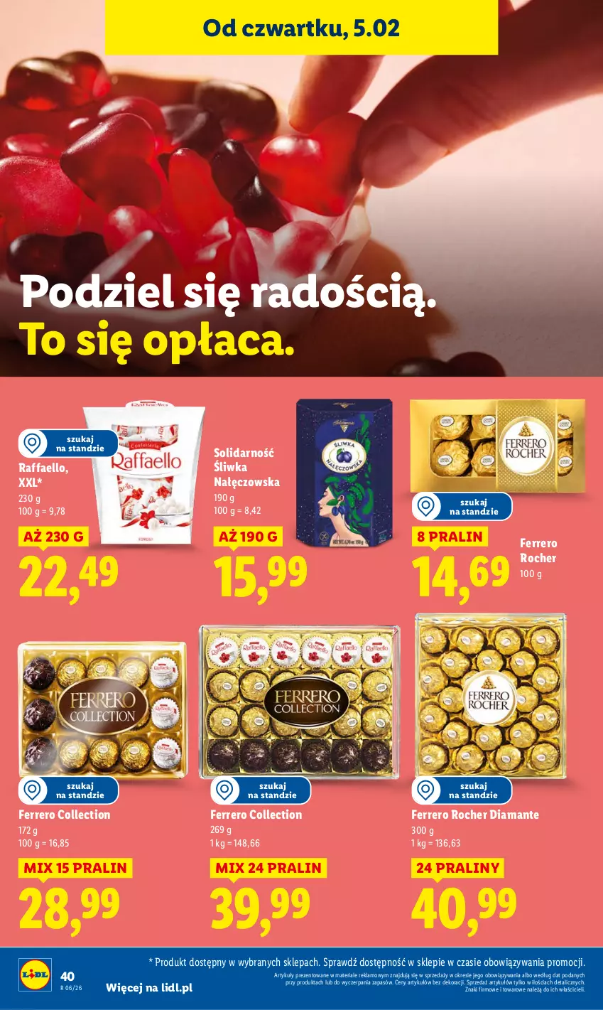 Gazetka promocyjna Lidl - GAZETKA - ważna 05.02 do 07.02.2026 - strona 42 - produkty: Diamant, Fa, Ferrero, Ferrero Rocher, Praliny, Raffaello