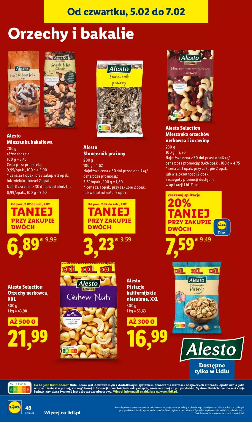 Gazetka promocyjna Lidl - GAZETKA - ważna 05.02 do 07.02.2026 - strona 50 - produkty: Mieszanka bakaliowa, Pistacje, Słonecznik prażony