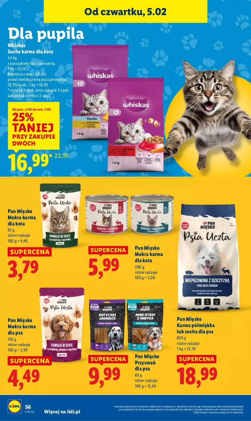 Gazetka promocyjna Lidl - GAZETKA - ważna 05.02 do 07.02.2026 - strona 58 - produkty: Kurczak, Mokra karma, Przysmak dla psa, Sucha karma, Whiskas
